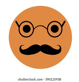 Emoticons. Smileys icons set yellow color. Professor smiley face with mustache. Doctor smiley face with mustache.Emoji face doctor vector on white background