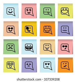 emoticons in sticky note paper