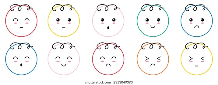 Emoticons with various emotions. Emoji in cartoon style. Vector illustration isolated on white