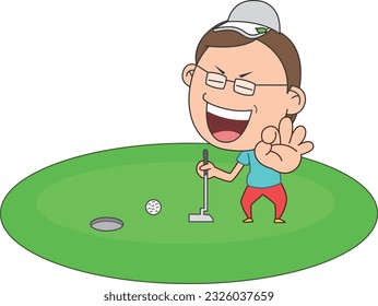 Emoticons with various poses related to golf