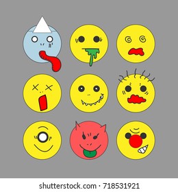Emoticons vector art set design