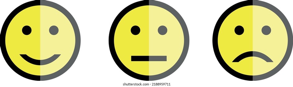 
Emoticons, vector. Happy, neutral and sad.