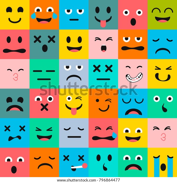 Emoticons Vector Pattern Emoji Square Icons Stock Vector (Royalty Free ...