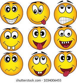 emoticons vector set of cartoon emotions