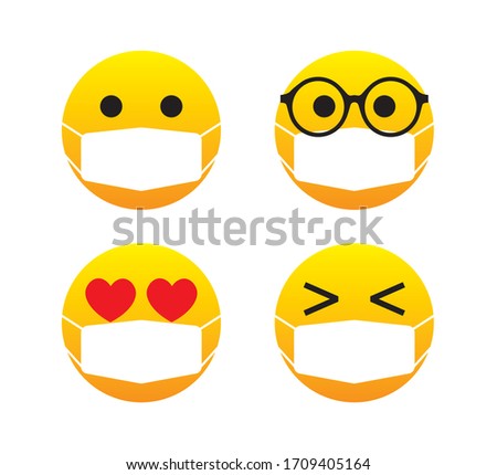 Emoticons Wearing Mask, Vector Design