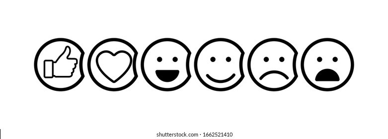 Emoticons web icons. Emoticons set, isolated on transparent background. Faces collection. Emoji faces. Web icons in modern simple flat design.  Vector illustration.