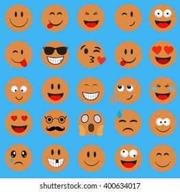 Emoticons.Smileys icon yellow color.Emoji face vector on blue background