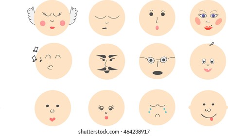 emotikons collection. happy and sad faces vector illustration. 