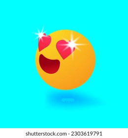Emotion 3d render,face with heart eyes.Vector illustration