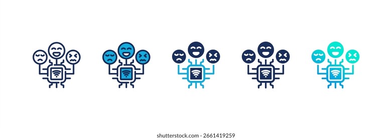 Conjunto de iconos de Emotion Ai colección de estilos múltiples