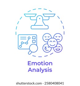 Emotion analysis blue gradient concept icon. Statistical metrics, analytics. Marketing, research. Round shape line illustration. Abstract idea. Graphic design. Easy to use in infographic
