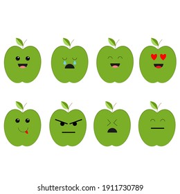 Emotion apples set vector icons.