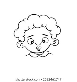 emotion avatar child boy sadness, despondency line vector