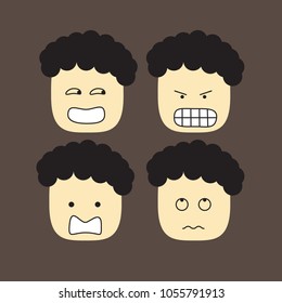 Emotion avatar face of a cute boy angry, cartoon, vector, illustration