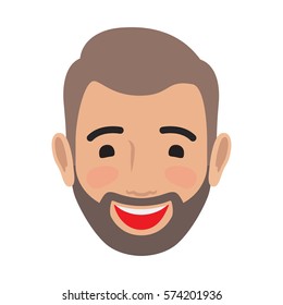 Emotion avatar man happy successful face. Emotional avatar of smiling male with open mouth. Expression of laughing face, character in good mood enjoying life vector illustration in flat style design