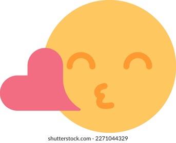Emotion blowing kiss with red heart semi flat color vector icon. Fall in love. Editable full sized element on white. Simple cartoon style spot illustration for web graphic design and animation svg