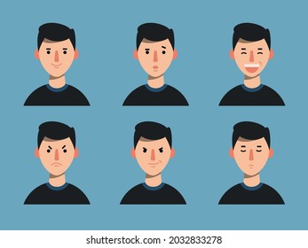 Emotion boy set, vector, flat