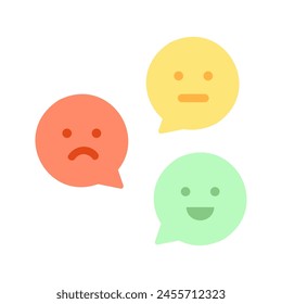 Emotion bubble icon. Happy and sad face emoji. Healthcare, mood, feeling, mental health concepts. Flat vector design isolated illustration.