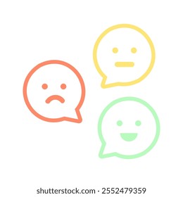 Emotion bubble icon. Happy and sad face emoji. Healthcare, mood, feeling, mental health concepts. Flat vector design isolated illustration.