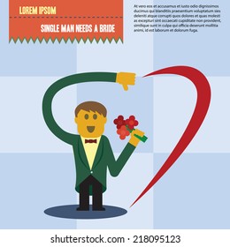 Emotion cartoon single gentleman needs a bride