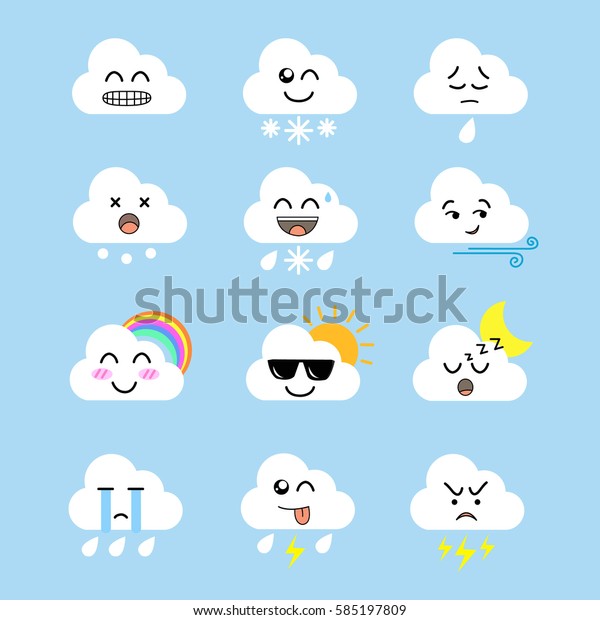 Emotion Cloud Set Cute Cloud Characters Stock Vector (Royalty Free ...