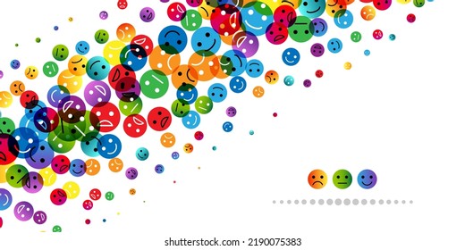 Emotion konzeptueller Vektor. Illustration mit fliegenden Dekorationselementen aus dem Ranking Emoji.