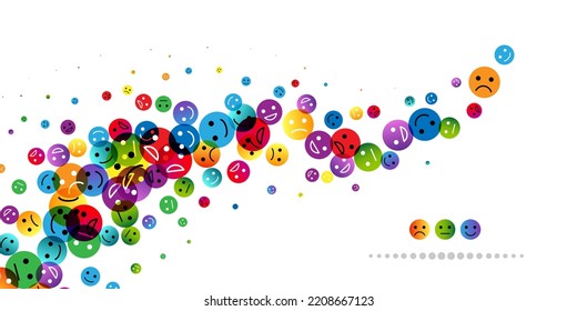 Emotion conceptual vector. Illustration with flying decoration elements from ranking emoji.