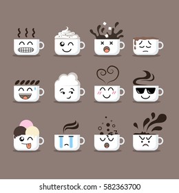 emotion cup of coffee, cute cup of set