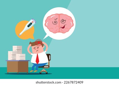 emoción linda ilustración del vector cerebral personaje de dibujos animados, mal débil ataque narcóticos.