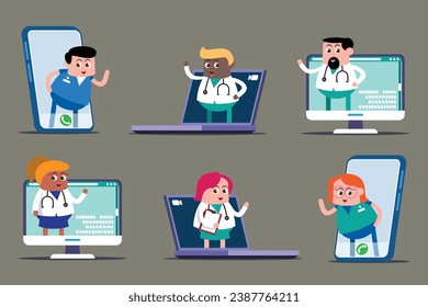 emoción lindo vector, ilustración de caricatura plana hombre, mujer y doctor muestran cómo se siente la buena salud de los órganos internos de los medios en línea.