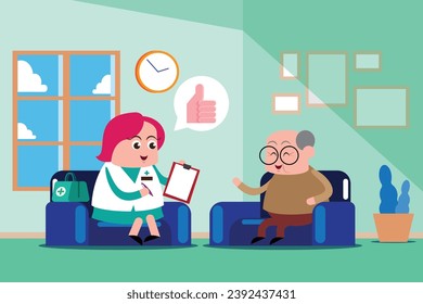 emotion cute vector, illustration flat cartoon character set of doctor working. 