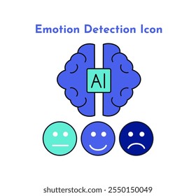 Ícone de detecção de emoção. Ícone Inteligência Artificial na Educação. Ilustração do ícone de e-learning. Educação e aprendizagem com IA.