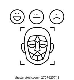 detecção de emoção social robótica linha ícone vetor. detecção de emoção social robótica sinal. isolado contorno símbolo ilustração preta