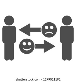 Emotion exchange people vector pictogram. Style is flat graphic grey symbol.