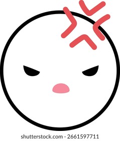 Icono de cara de expresión de emoción enojado con las líneas principales Ilustración vectorial