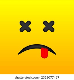 Emotion face faint from fear. Emotion Realistic 3d. Icon Smile. Yellow glossy emoticon. Vector illustration.