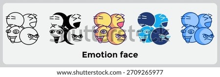 Emotion Face icon adds expressive energy and mood to visual communication and design projects. Line, Filled, Color style.