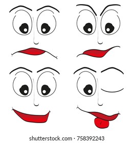 Emotion face icons.Cartoon faces with different emotions.