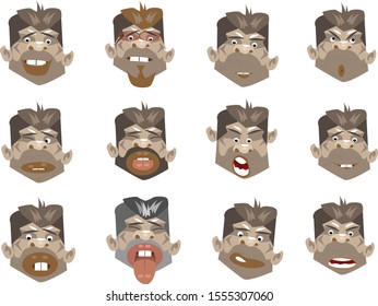 Emotion face vector set collection clipart design