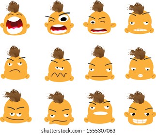 Emotion face vector set collection clipart design