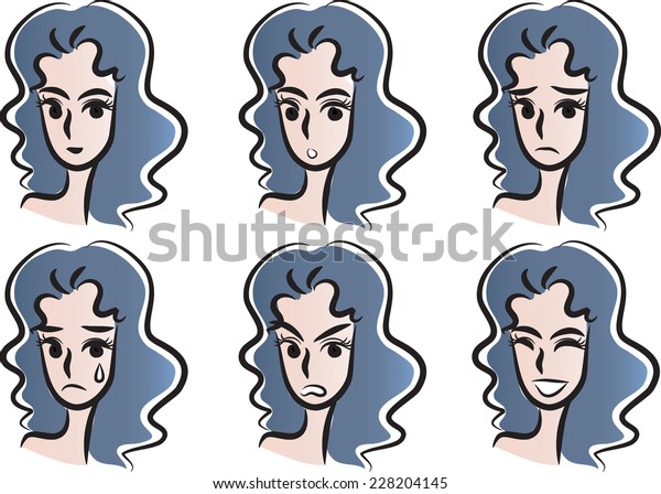 Emotion Faces Stock Vector (Royalty Free) 228204145 | Shutterstock