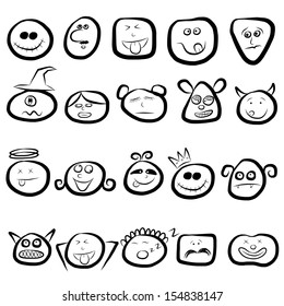 emotion faces icon set, vector format