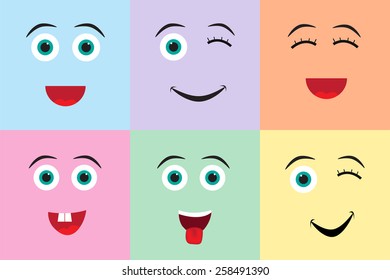 Emotion faces icon set.Abstract vector set.