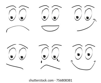 Emotion faces icon set.Cartoon faces with different emotions. 
