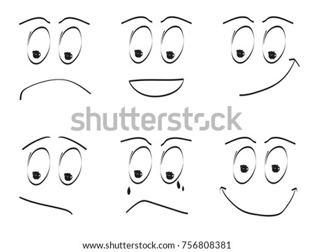 emotion faces icon set cartoon faces different stock vector royalty