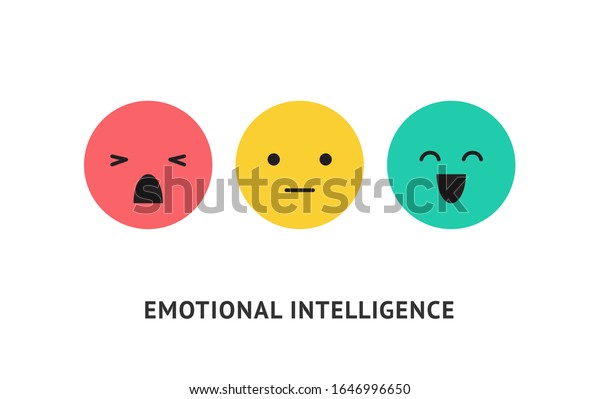 Emotion faces, positive, negative and neutral expressions vector ...
