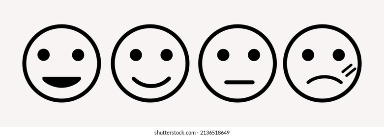 Emotion Faces satisfaction level. Range to assess the emotions of your content. Feedback in form of emotions. User experience. Customer feedback. Excellent, good, normal, bad, awful.