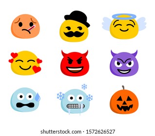 Emotion faces vector collection set