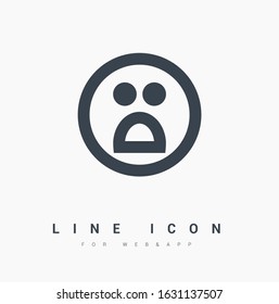 Emotion of fear on the face vector minimalistic icon. Afraid vector symbol. Emoji icon for web design. Modern flat face icon for app design. Panic cartoon sign isolated minimal single flat line icons 