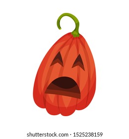 Emotion fear on a pumpkin. Vector illustration.